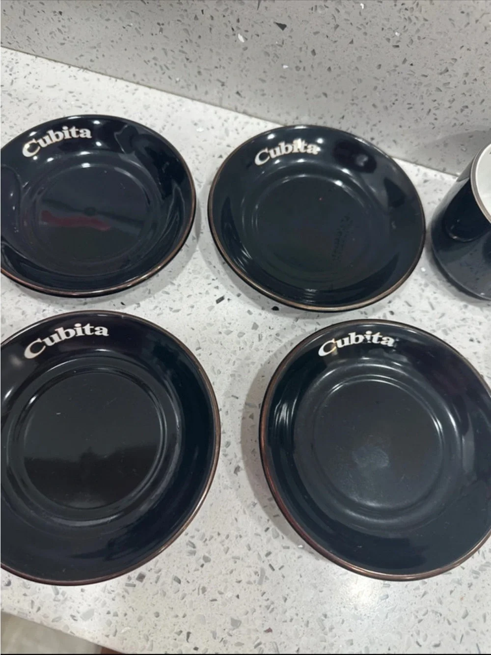 Black Espresso Cup with Gold rim pack 4